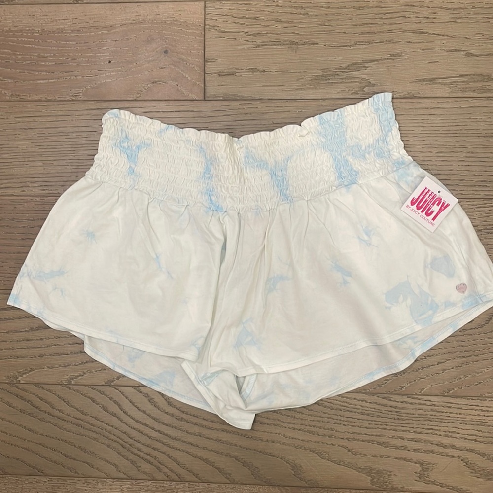 Blue and White Tie Dye Stretchy Shorts Size XL